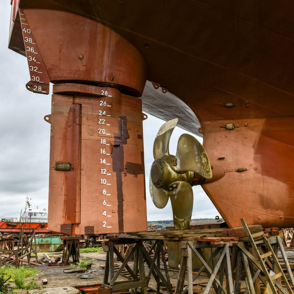 cargo ship in dry-dock